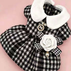 Elegant Houndstooth Dress with Pearls - Chanel Style