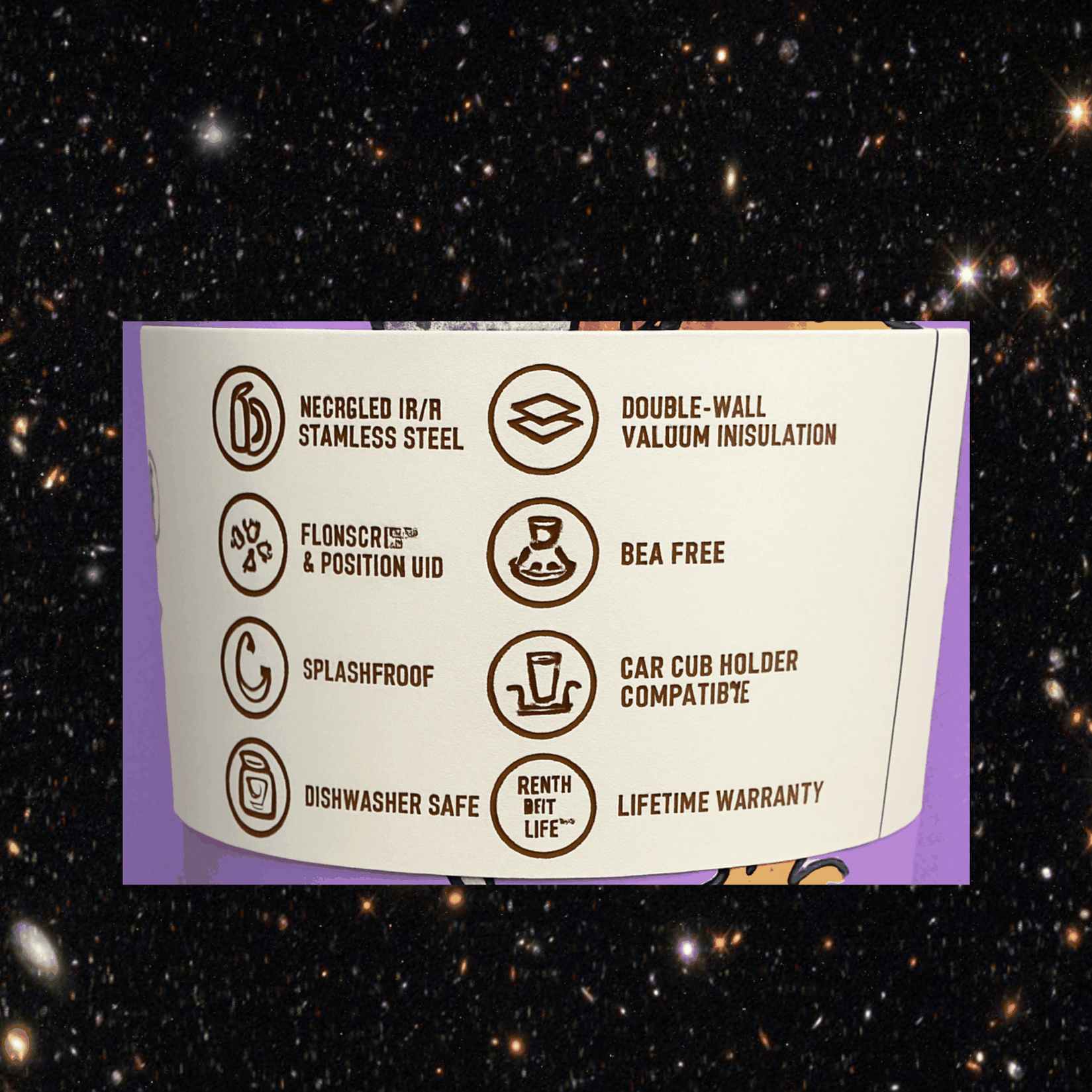 Snoopy Space 40 oz Tumbler with Handle – Blue & Purple Engraved Mug