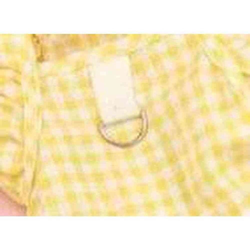 Sunny Yellow Gingham Dog Dress with Eyelet Lace & D-Ring for Leash Attachment