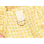 Sunny Yellow Gingham Dog Dress with Eyelet Lace & D-Ring for Leash Attachment