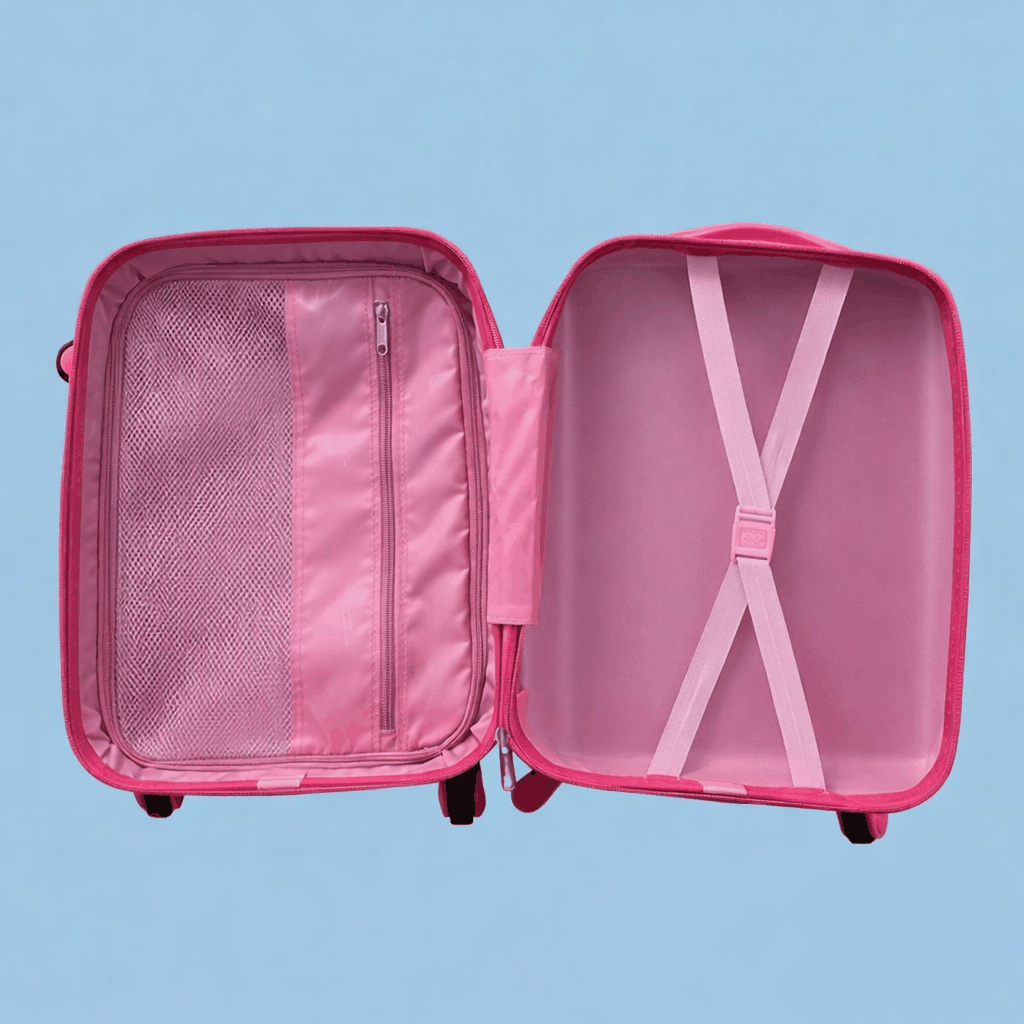 Hello Kitty Rolling Suitcase – Pink Hardshell Carry-On with Teddy Bear Pattern | Kids Travel Luggage