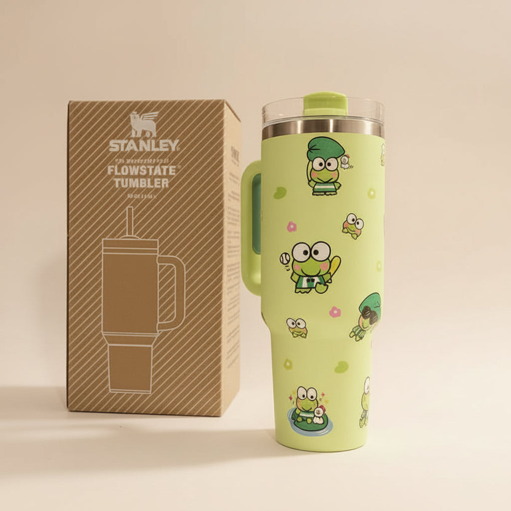 Keroppi 40 Oz Tumbler with Handle & Straw - Premium Insulated Travel Cup