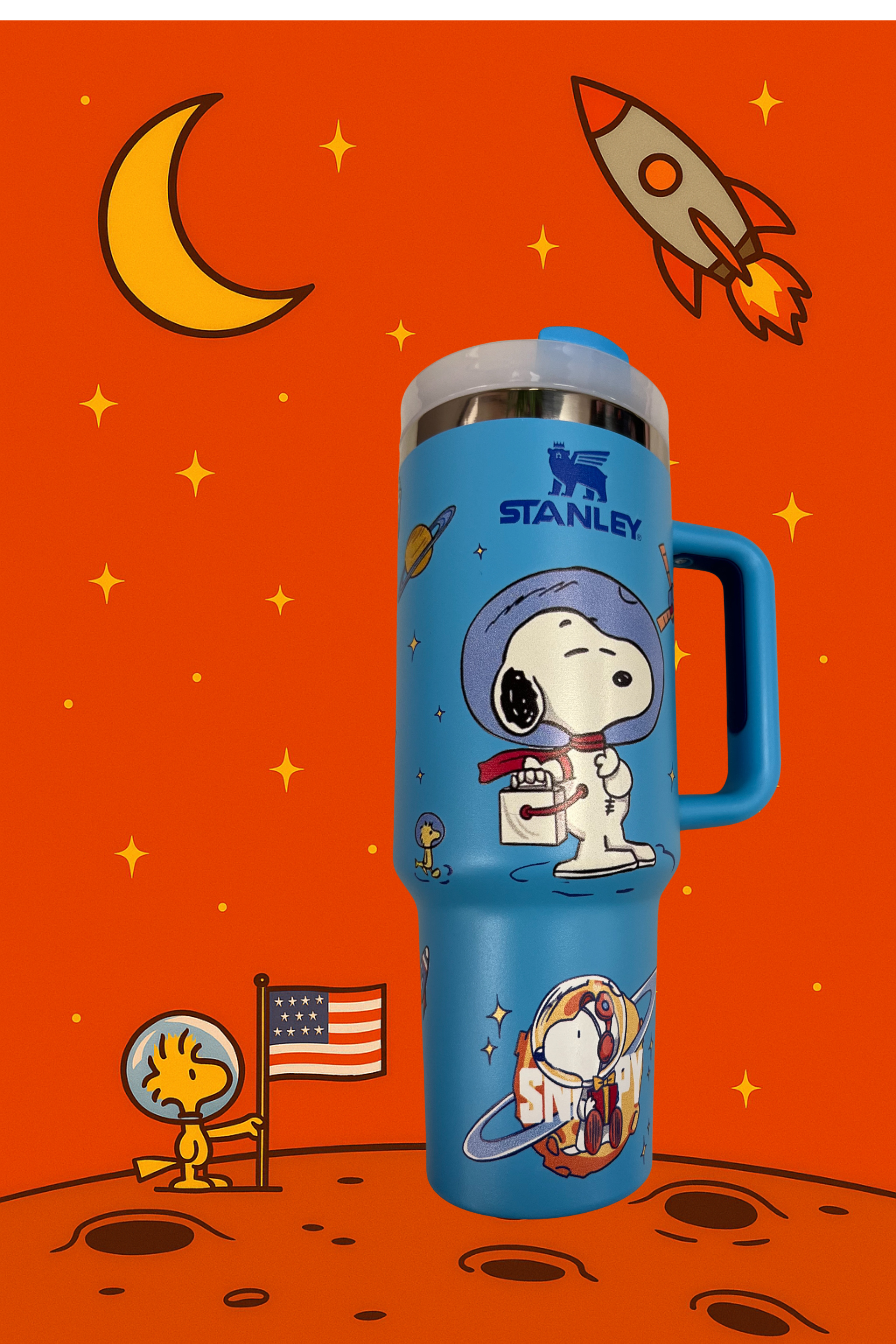 Snoopy Space Blue/Purple 40 Oz Tumbler Engraved
