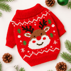 christmas reindeer dog sweater in red knit – Keka Apparel