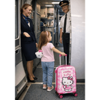 Hello Kitty Rolling Suitcase – Pink Hardshell Carry-On with Flower Pattern | Kids Travel Luggage