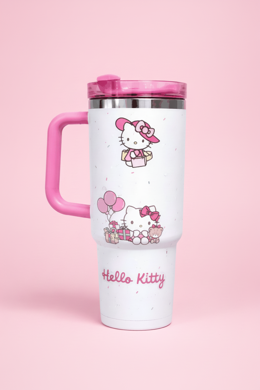 Hello Kitty Tumbler 40oz - Insulated Stainless Steel Travel Mug with Handle & Straw