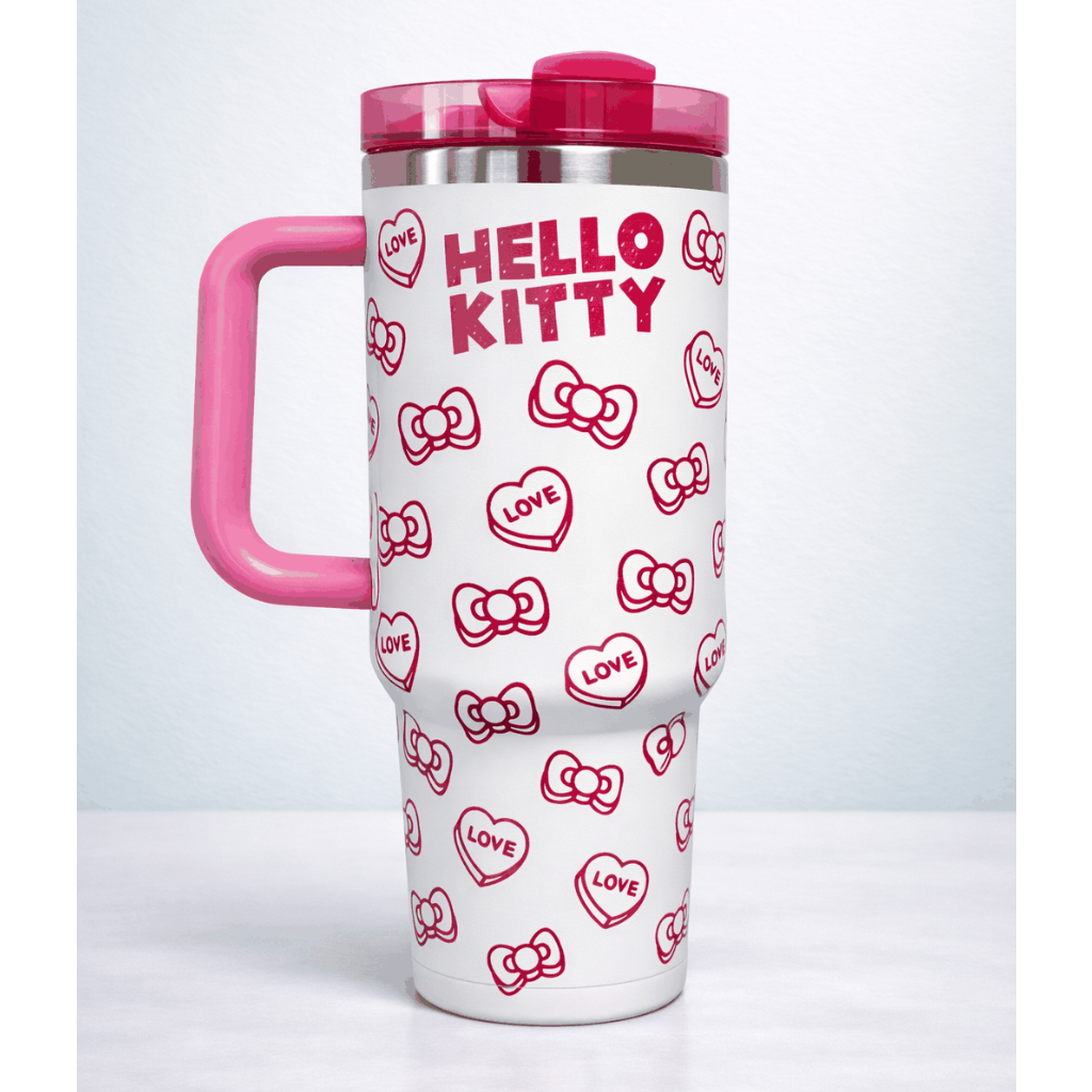 Hello Kitty Tumbler 40oz - Insulated Stainless Steel Cup with Handle & Straw