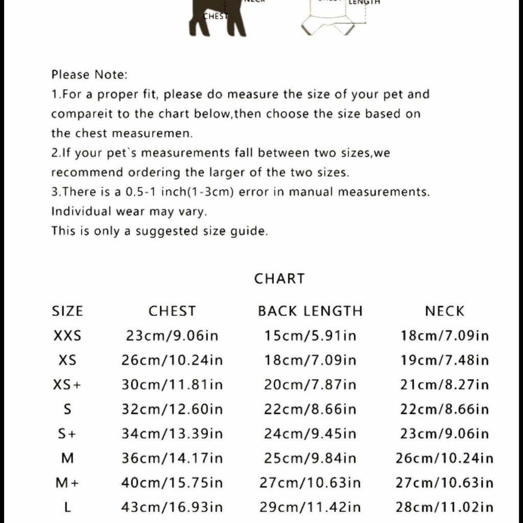 Red Striped Dog Polo Shirt for dogs with white collar and embroidered puppy patch in size chart