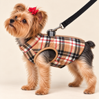 Plaid Harness Vest — Padded Dog Jacket with Double D-Rings