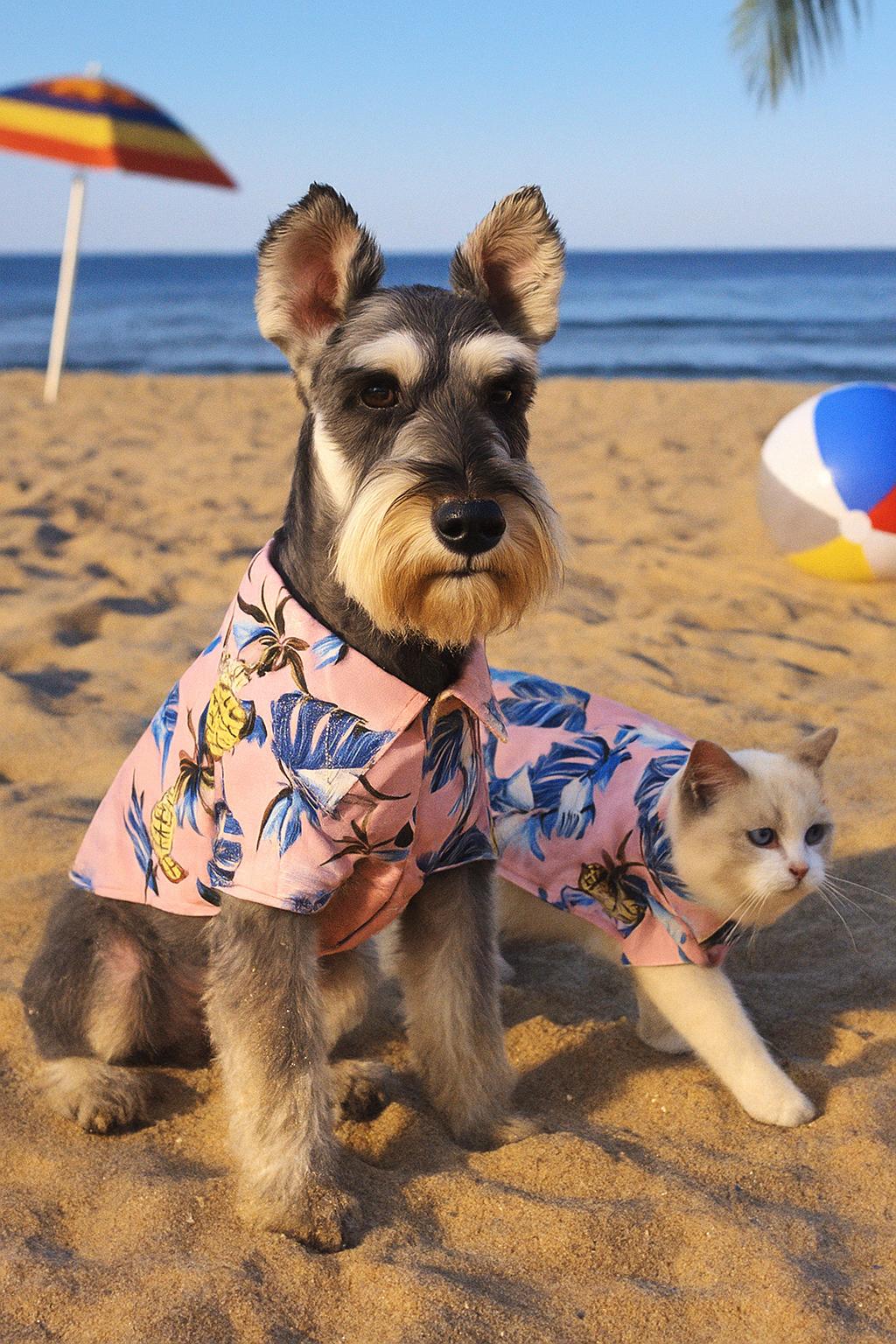 Hawaiian Tropical Style Shirts Beach Print Dogs & Cats T-Shirt / Hawaiian Tropical Style Shirt for Dogs and Cats