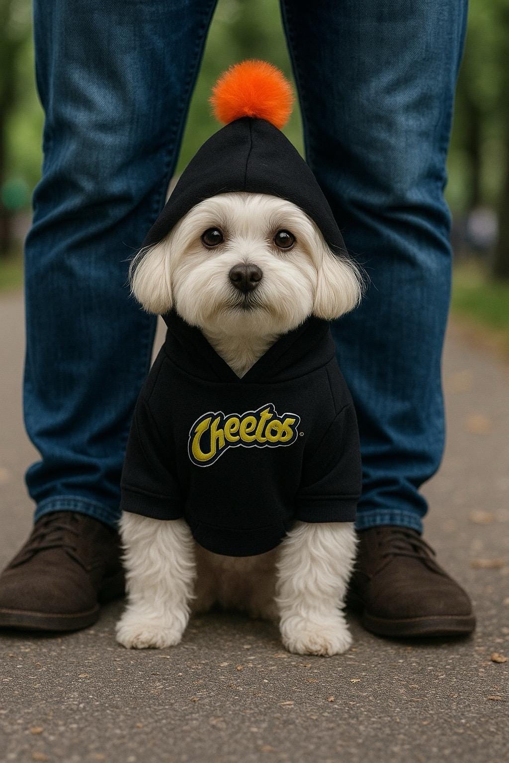 Cool Orange Pom Pet Hoodie | Funny Cartoon Dog Sweatshirt | Cute Streetwear Style for Small & Medium Dogs