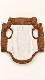 Brown Quilted Dog Jacket interior and leg openings