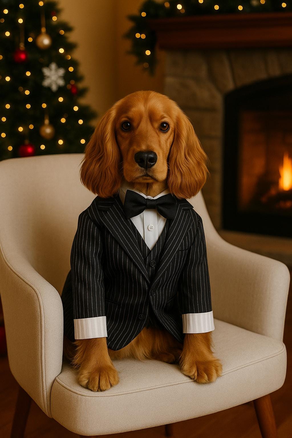 Elegant Dog Tuxedo Suit | Formal Pet Outfit with Bow Tie | Wedding, Christmas & Photoshoot Dog Clothing