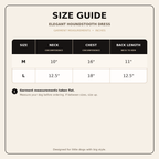 Elegant Houndstooth Dog Dress size guide in inches for sizes M and L