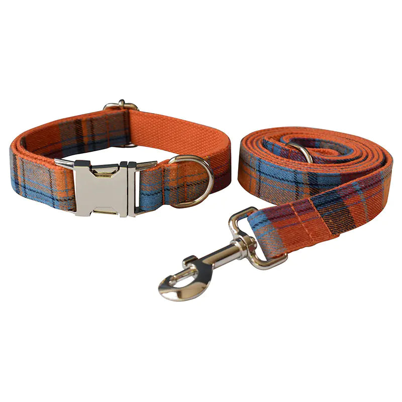 Orange Velvet Dog Collar with Rope - Pet Supplies