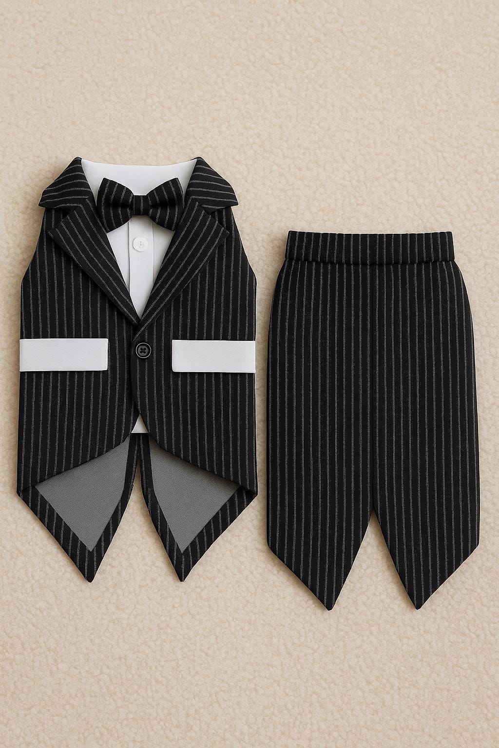 Elegant Dog Tuxedo Suit | Formal Pet Outfit with Bow Tie | Wedding, Christmas & Photoshoot Dog Clothing