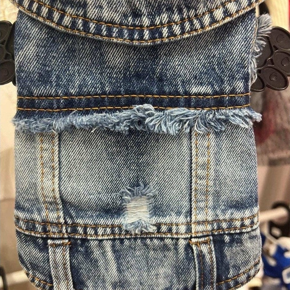 Back view of black punk dog vest showing unisex harness-style design for small and medium dogs.