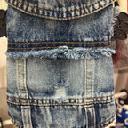 Back view of black punk dog vest showing unisex harness-style design for small and medium dogs.