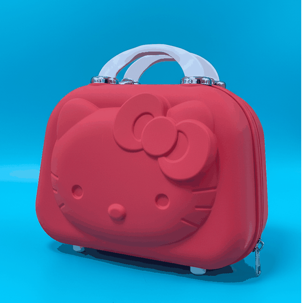 Maletín Hello Kitty coral - fondo azul vibrante