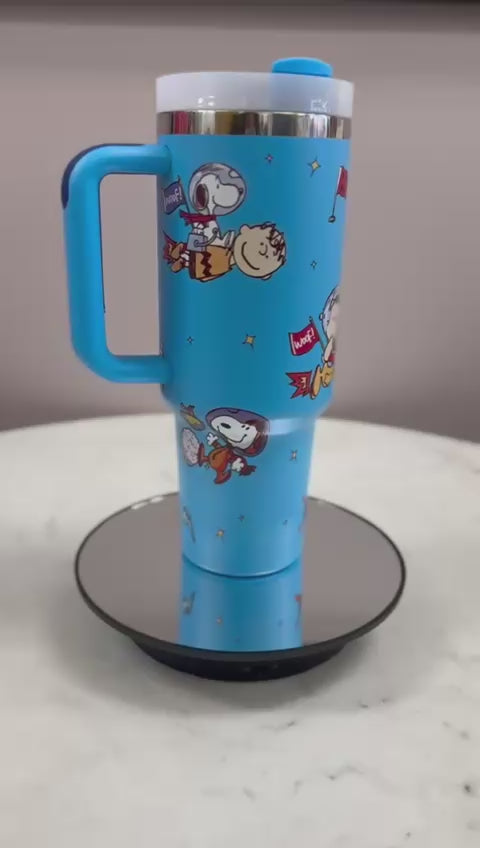 Snoopy Space Blue/Purple 40 Oz Tumbler Engraved