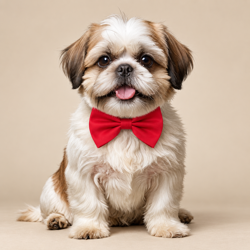 Shih Tzu wearing the red bow tie